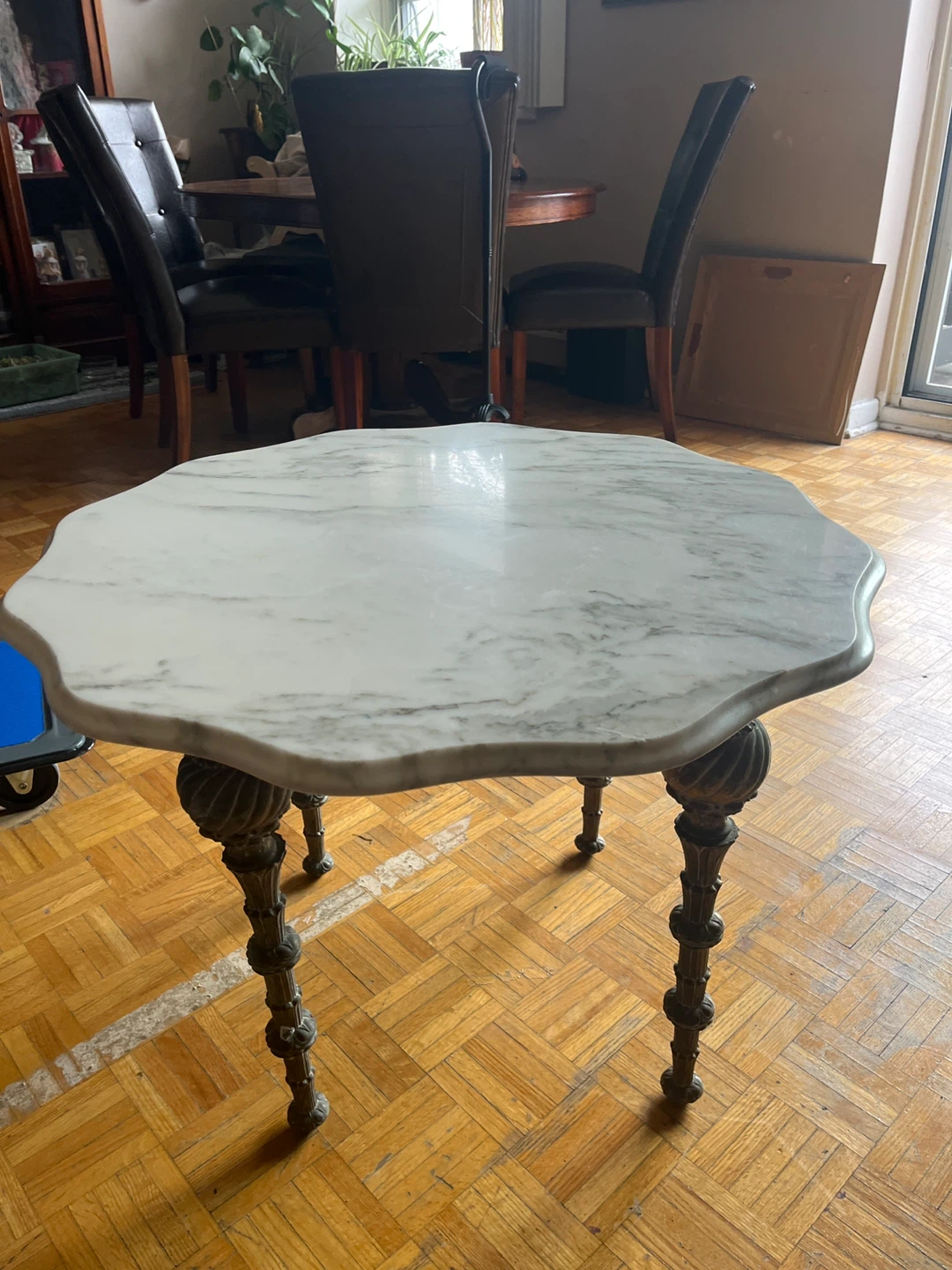 Marble Top Accent Table with Ornate Legs