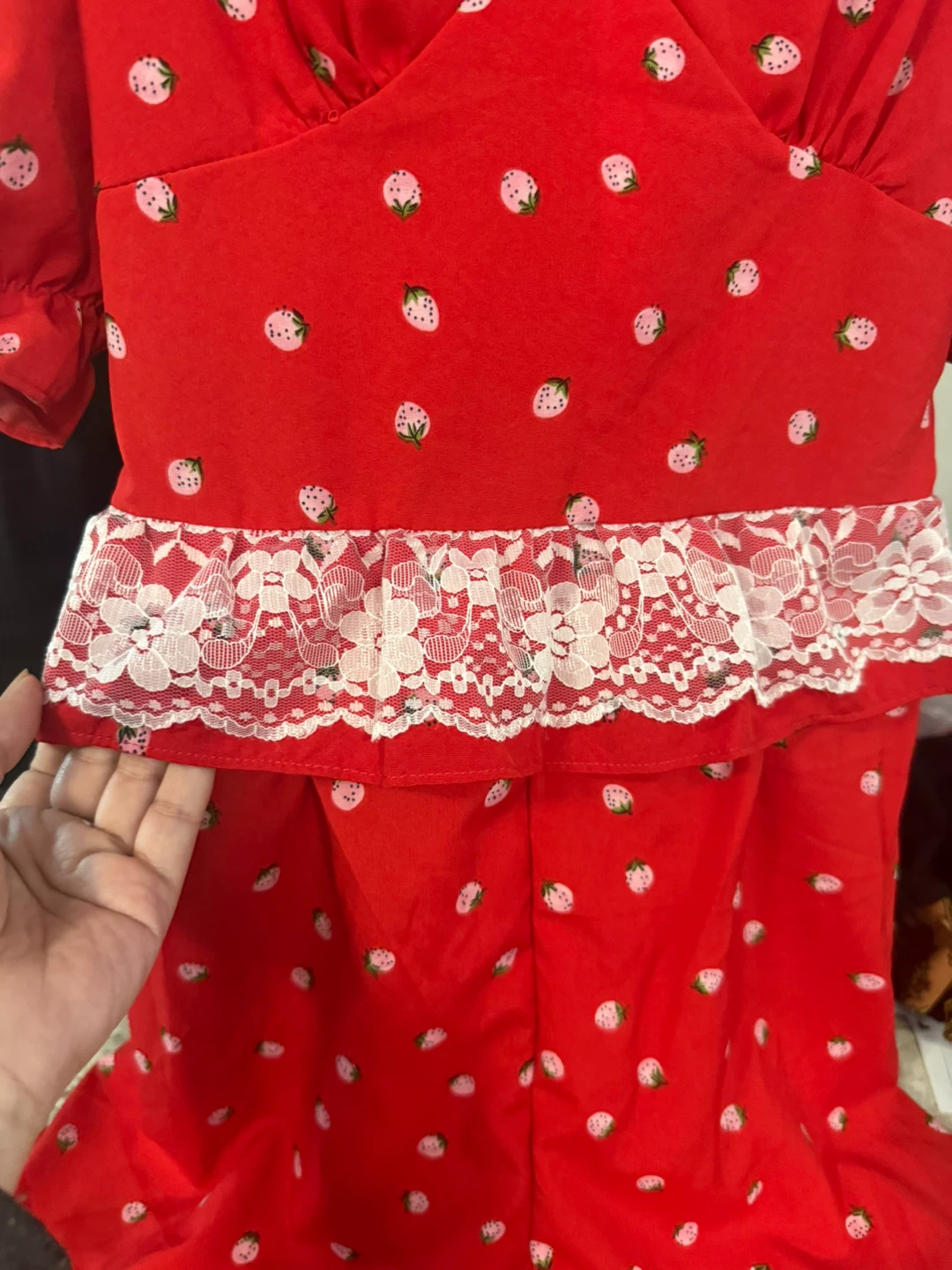 Red Strawberry Print Romper size M  check more pictures - photo 5