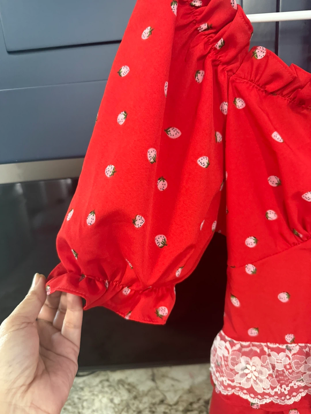 Red Strawberry Print Romper size M  check more pictures - photo 4
