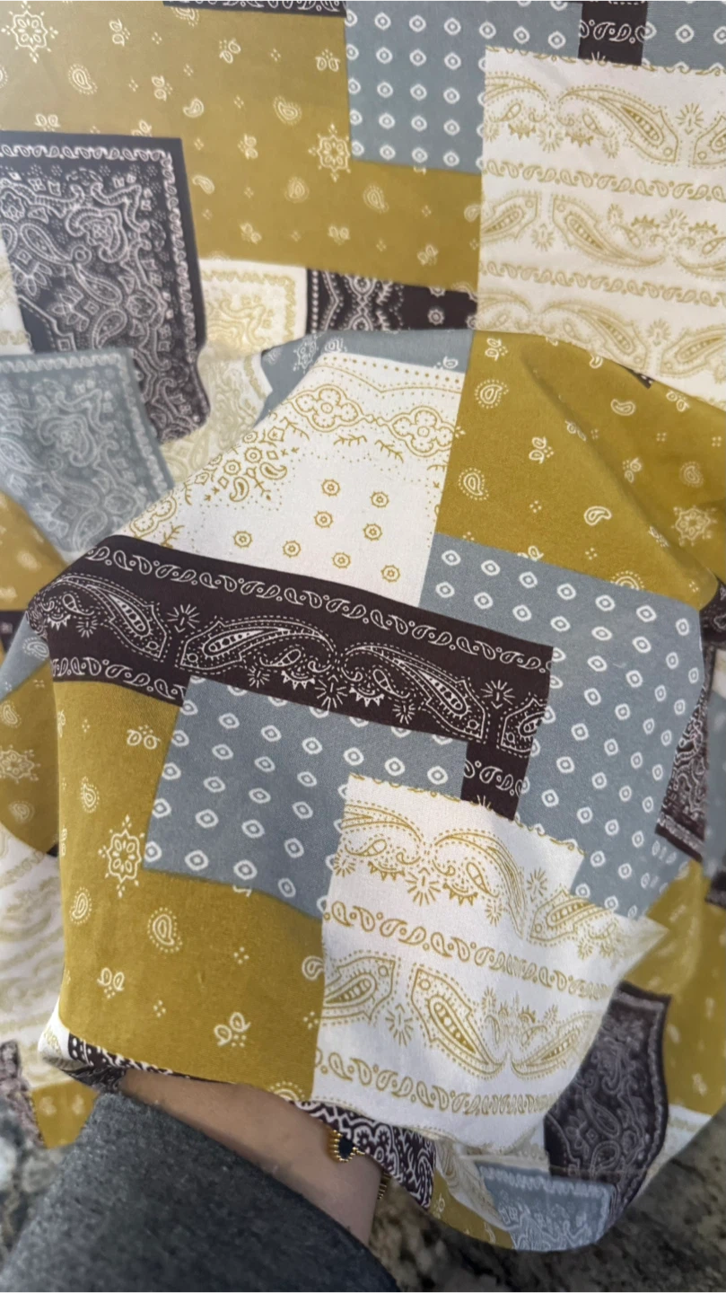 Long Sleeve Patchwork Bandana Print T-Shirt - photo 3
