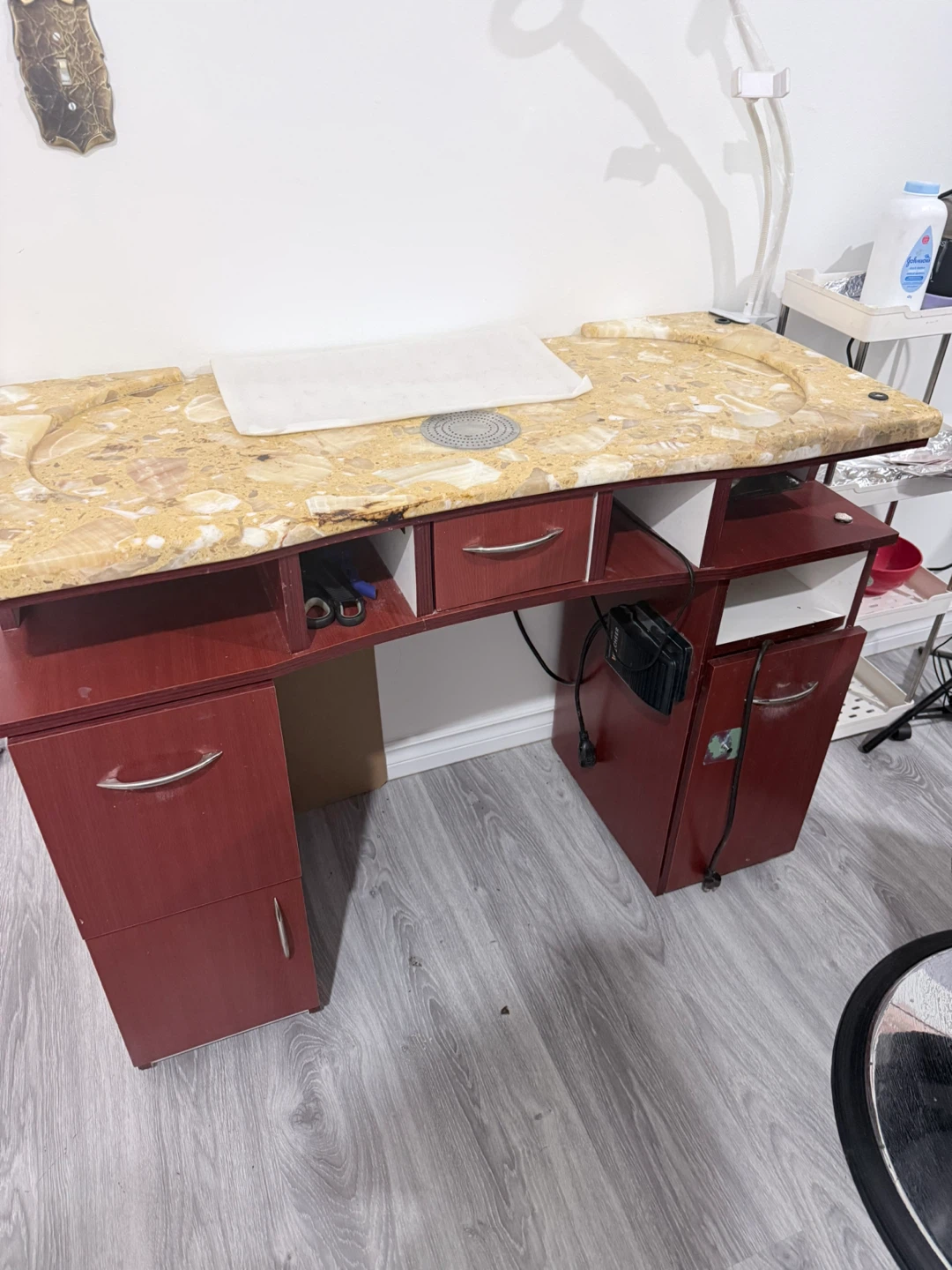 Nail Tech Station with Storage and UV Lamp