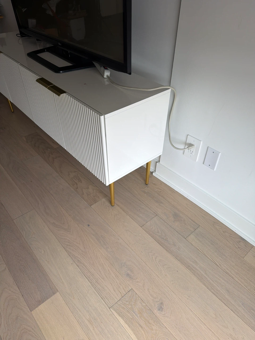 White Media Console with Gold Legs - photo 3