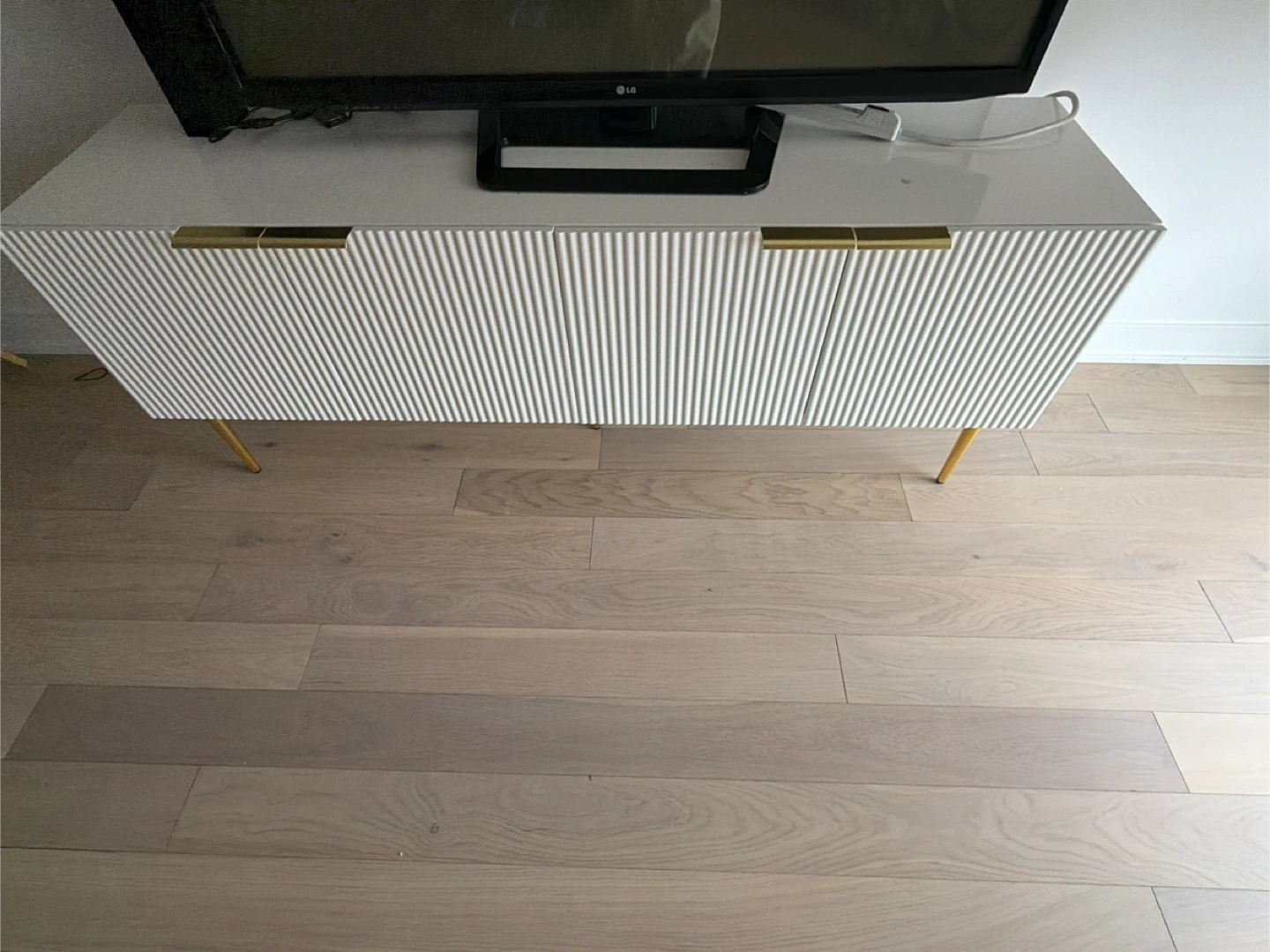 White Media Console with Gold Legs