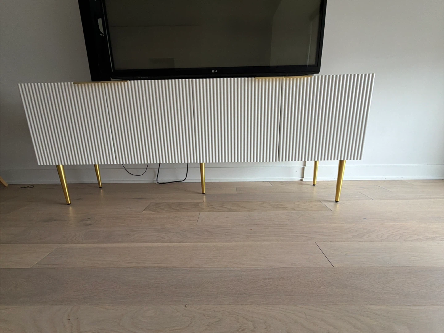 White Media Console with Gold Legs - photo 2
