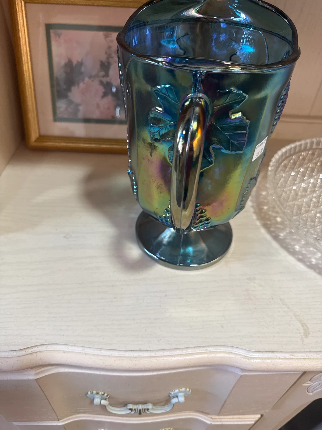 Carnival Glass Pitcher with Grape Leaf Design - photo 4
