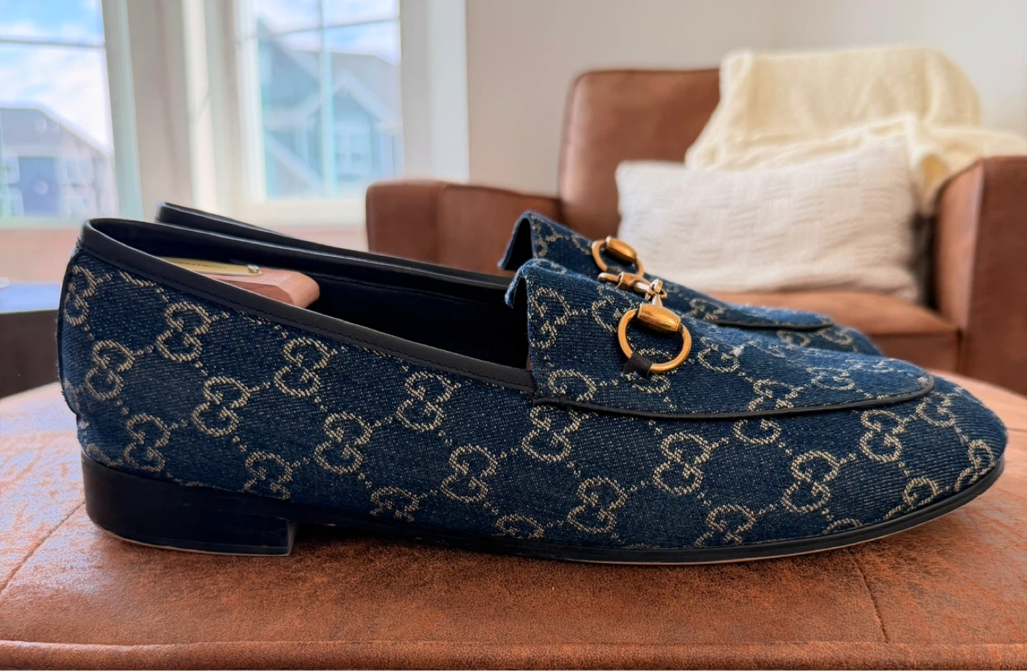 Gucci Princetown Loafers Blue Denim GG Monogram Gold Horsebit - photo 2