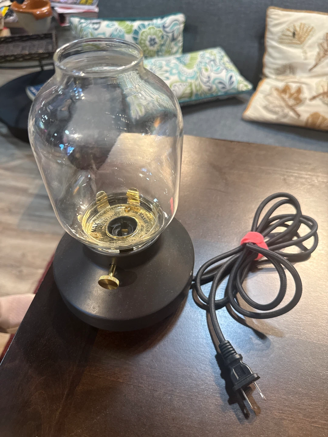 Glass and Black Table Lamp