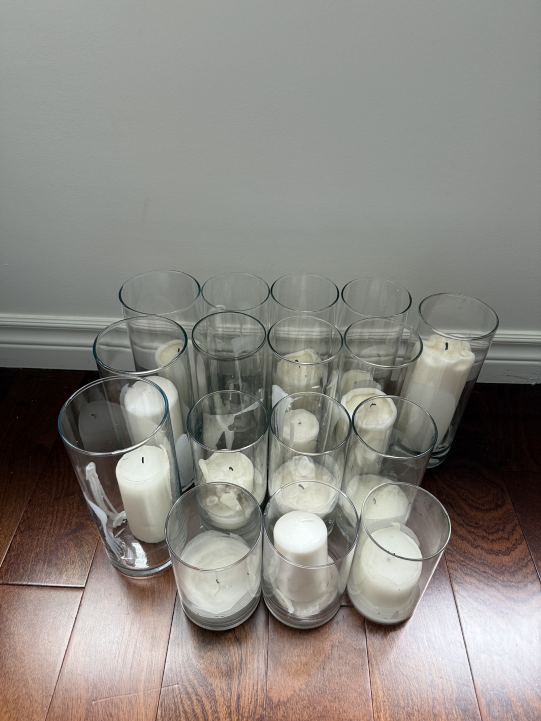 Hurricane vases and candles