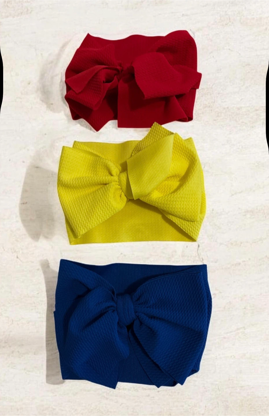 Baby Headbands Bows (3 Pack) - Red, Yellow, Blue