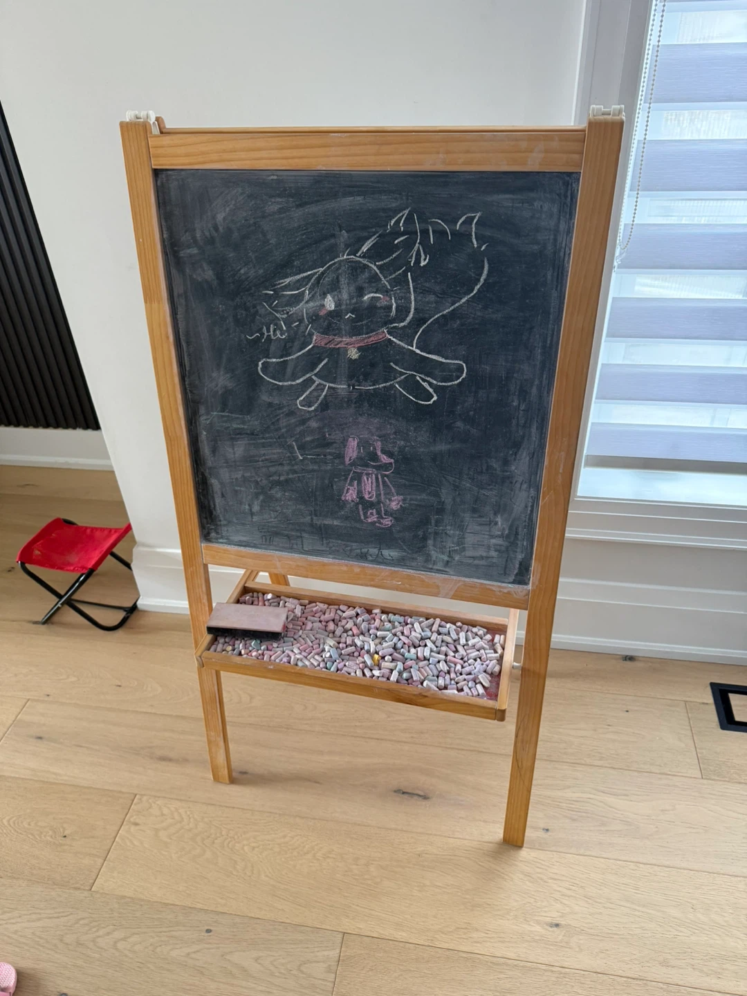 Wooden Easel Chalkboard with Chalk Tray