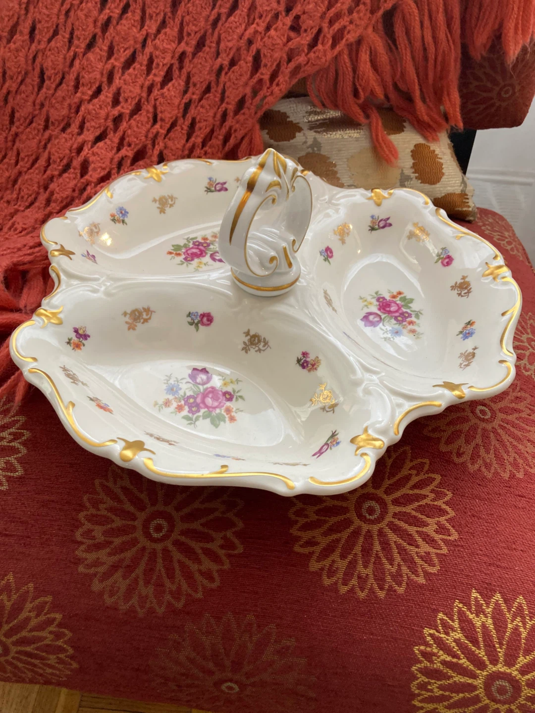 Fine China Divided Serving Dish with Handle - photo 5