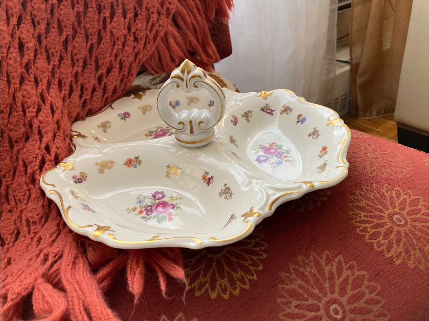 Fine China Divided Serving Dish with Handle - photo 3