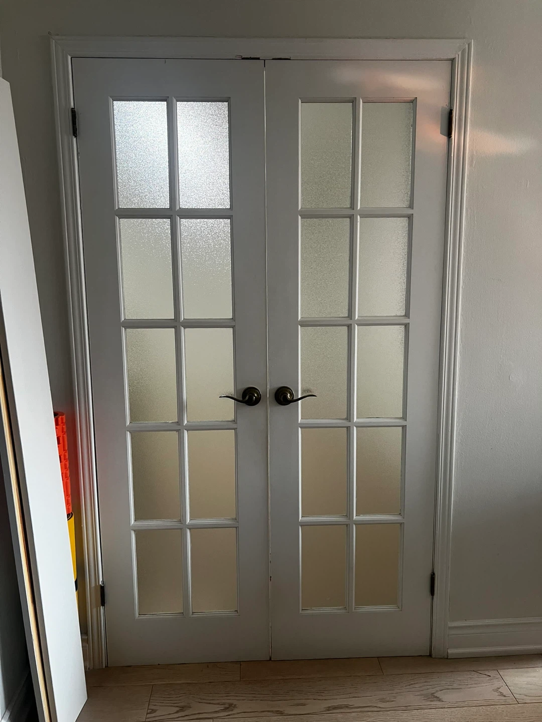 🚪 White French Double Doors w/ Frosted Glass, $400