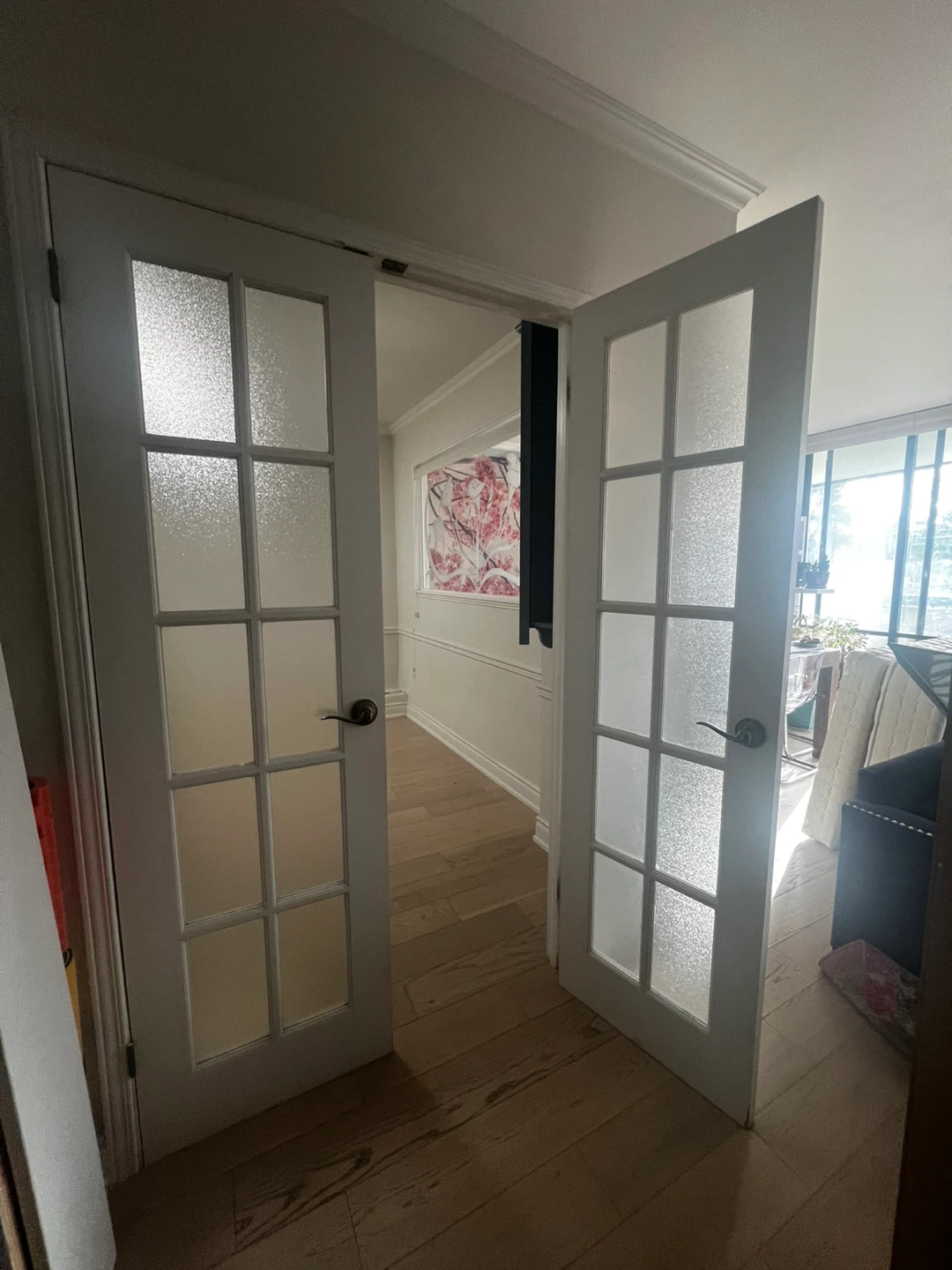 🚪 White French Double Doors w/ Frosted Glass, $400 - photo 2