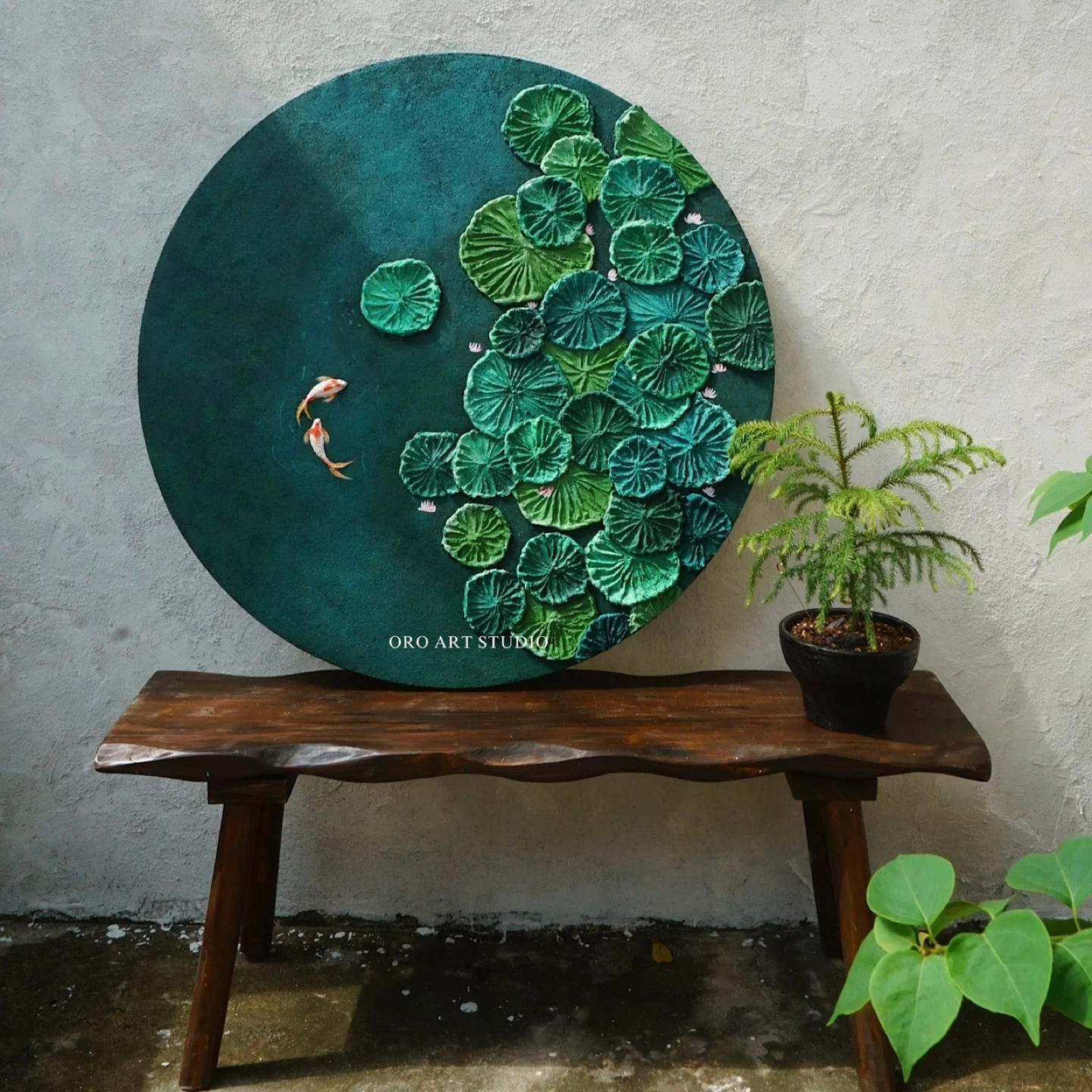 Koi Fish and Lotus Wall Art