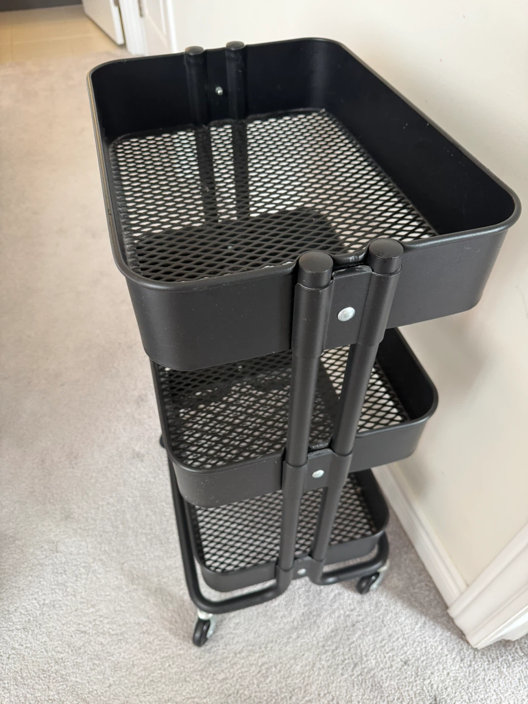 Black 3-Tier Rolling Storage Cart