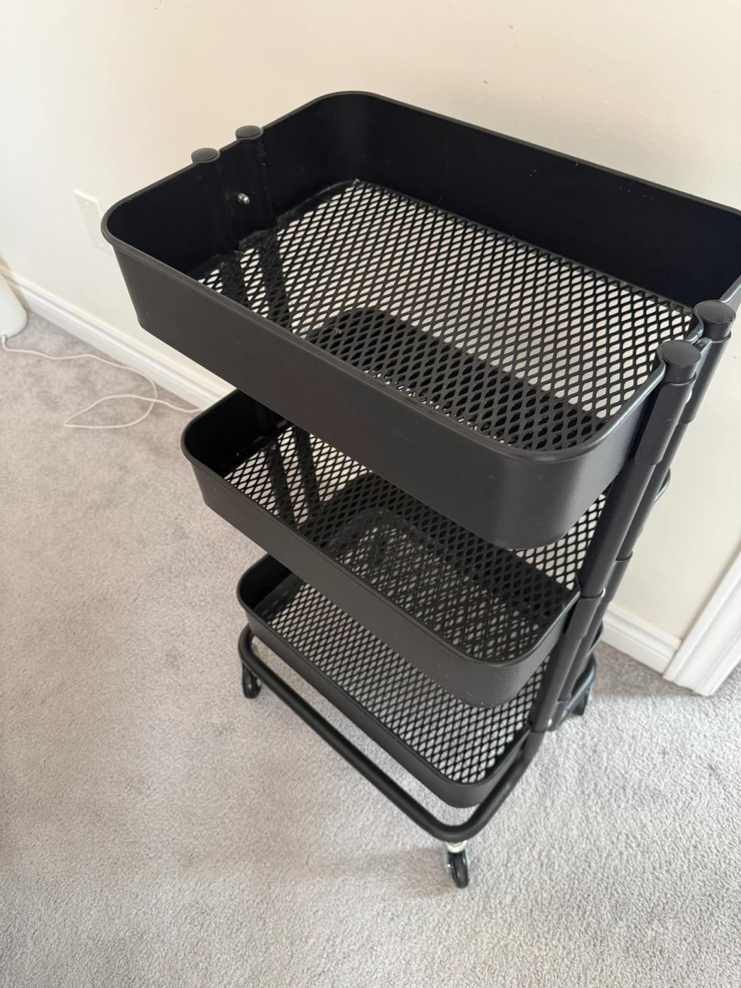 Black 3-Tier Rolling Storage Cart - photo 2