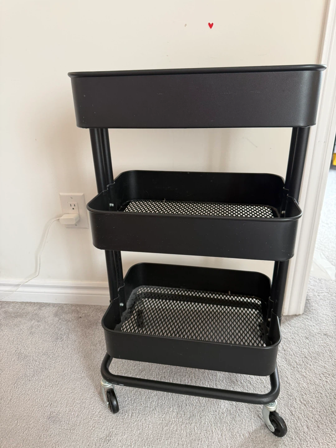 Black 3-Tier Rolling Storage Cart - photo 3