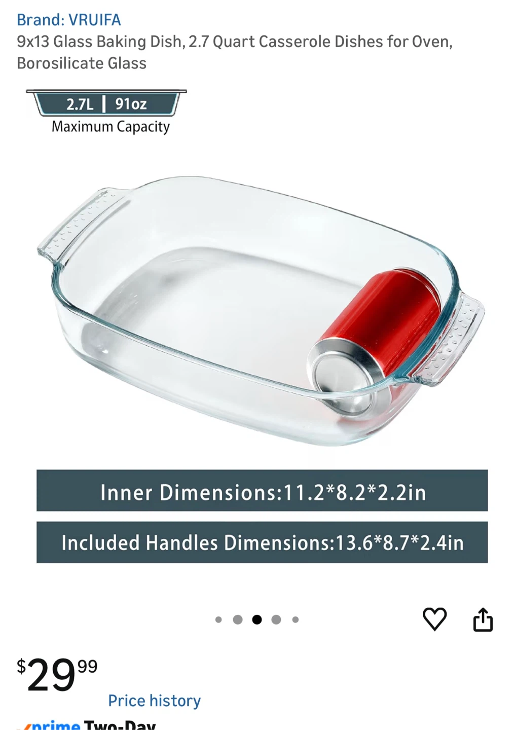 VRUIFA Glass 9x13 Baking Dish - 2.7 Quart - photo 5