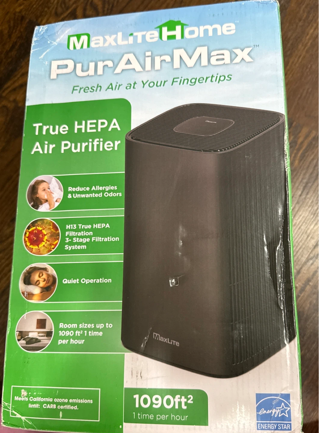 MaxLite Home PurAirMax True HEPA Air Purifier 1090 sq ft