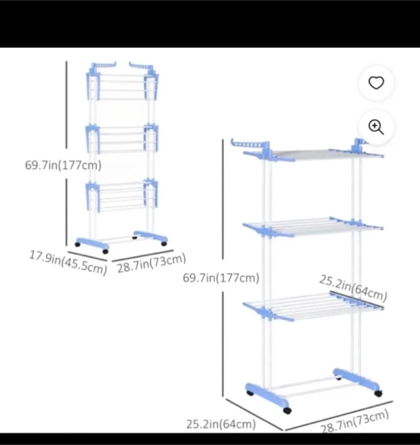 3-Tier Rolling Clothes Drying Rack 🥕 - photo 2