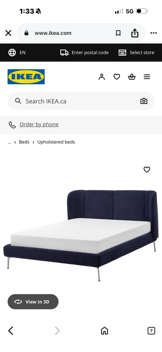 IKEA TUF FJORD Upholstered Bed Frame - Queen, Black-Blue - photo 5