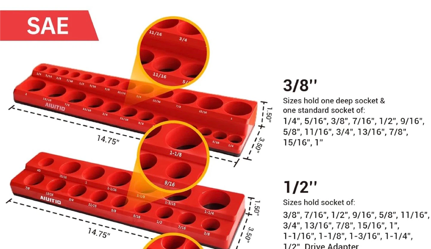 Magnetic Socket Organizer, 4- Pack - photo 5