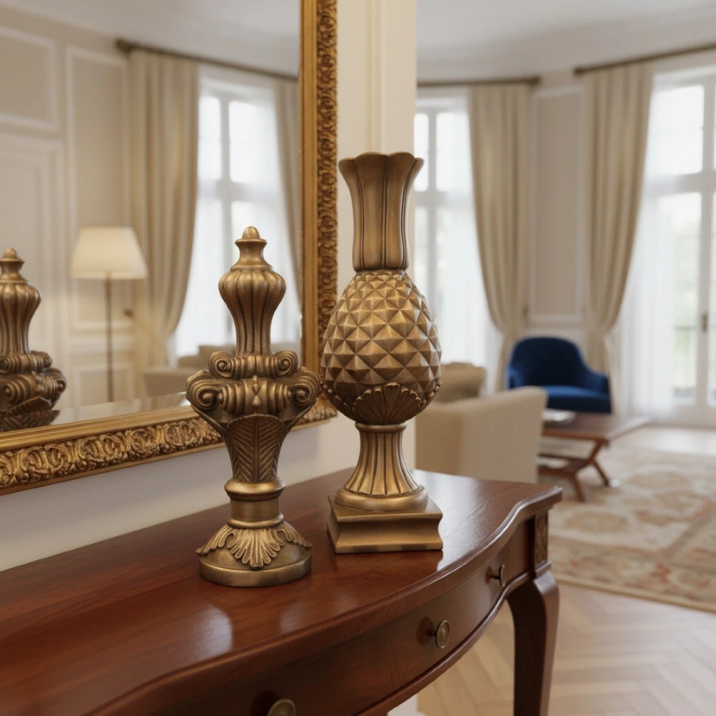 Gold Decorative Finials Candlesticks Set - photo 2