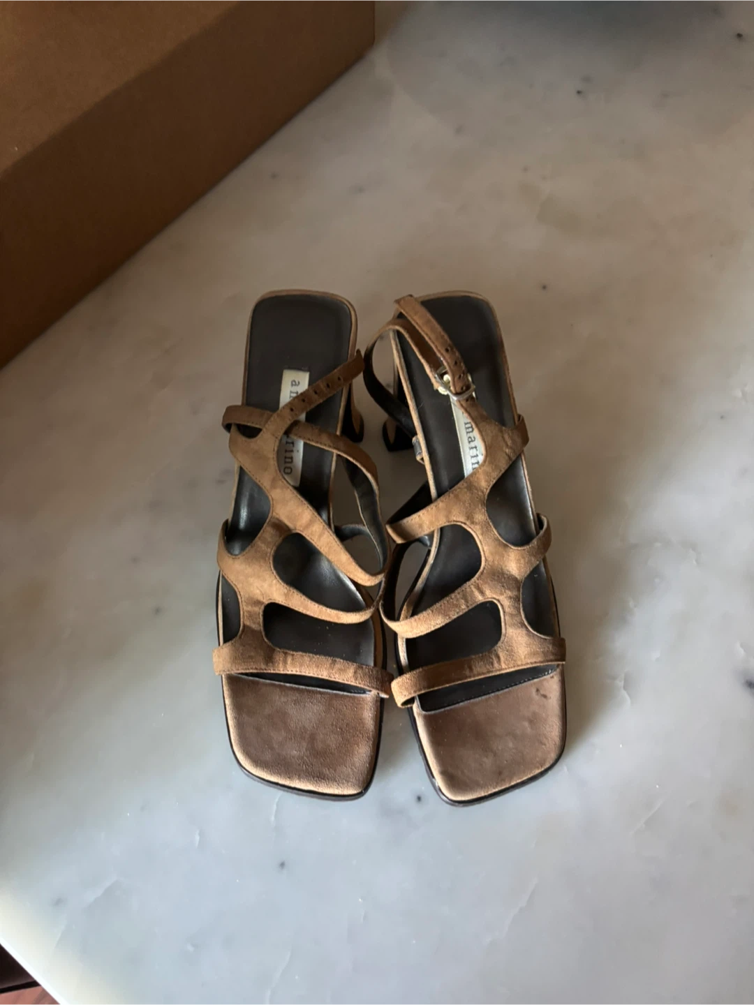 Ann Marino Brown Suede Strappy Heels - photo 2