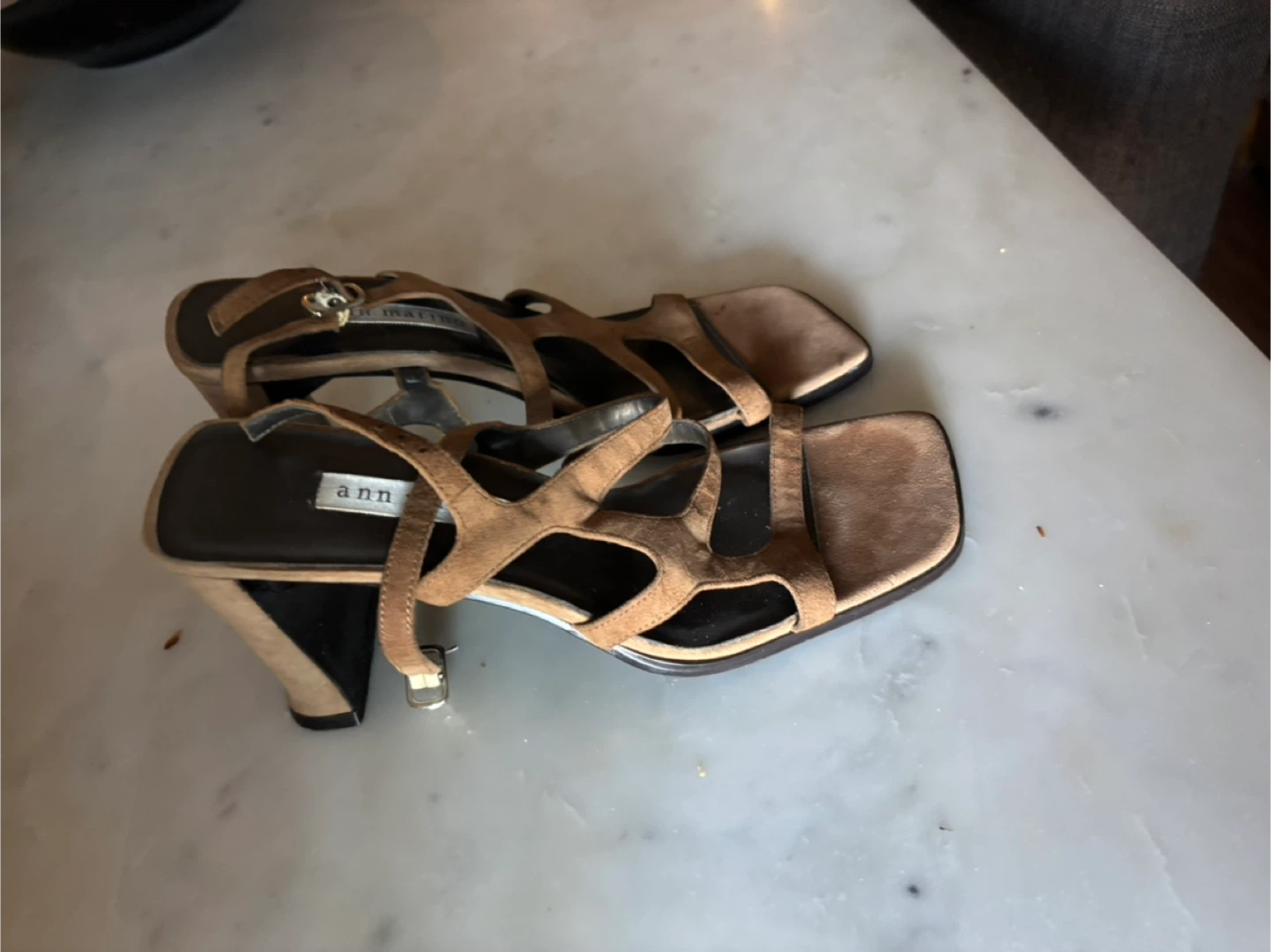 Ann Marino Brown Suede Strappy Heels - photo 3