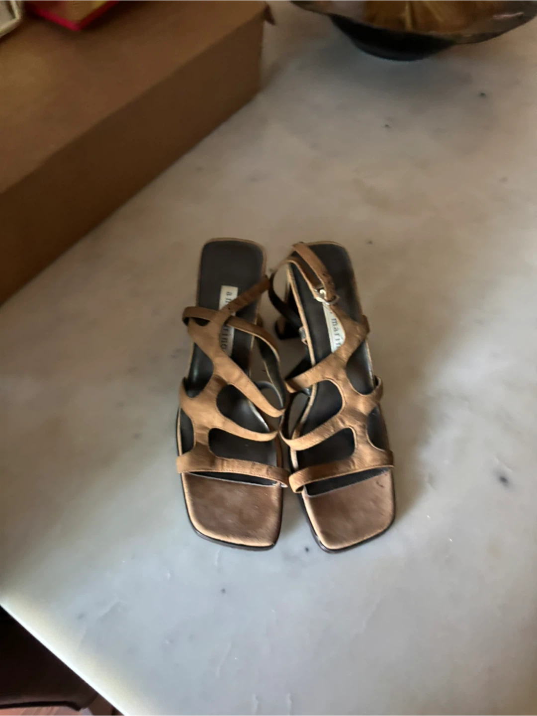 Ann Marino Brown Suede Strappy Heels