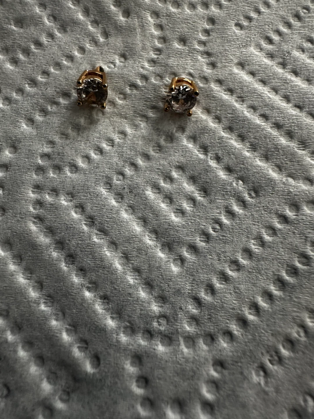 Gold Stud Earrings with Clear Stones - photo 2