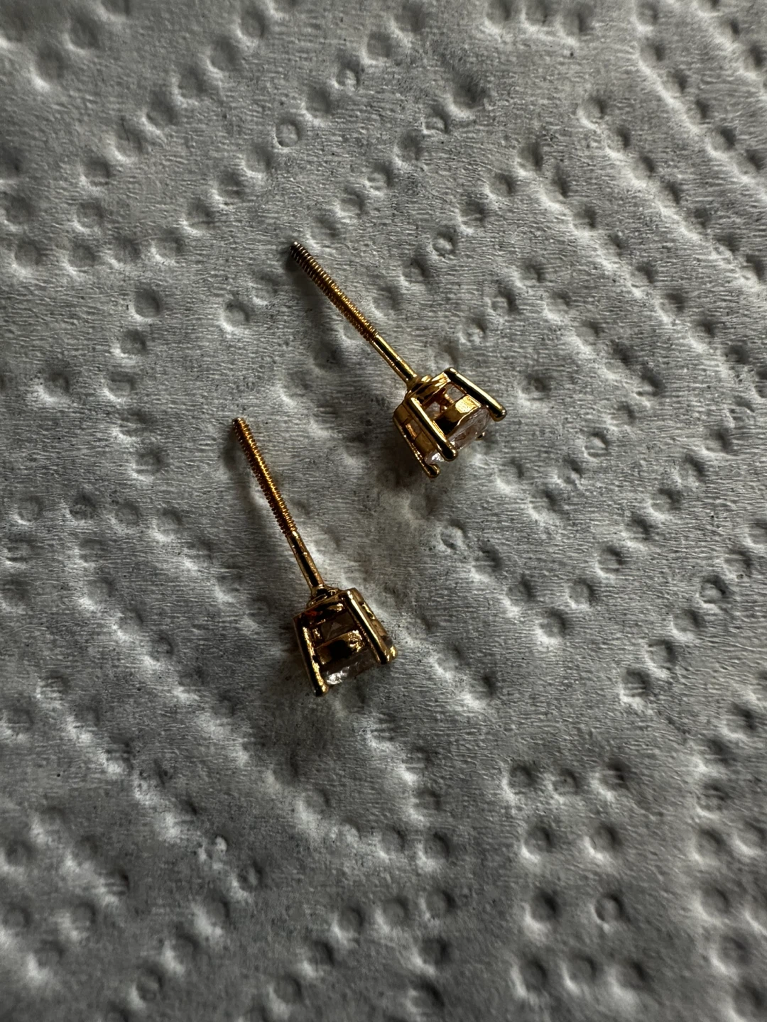 Gold Stud Earrings with Clear Stones - photo 3