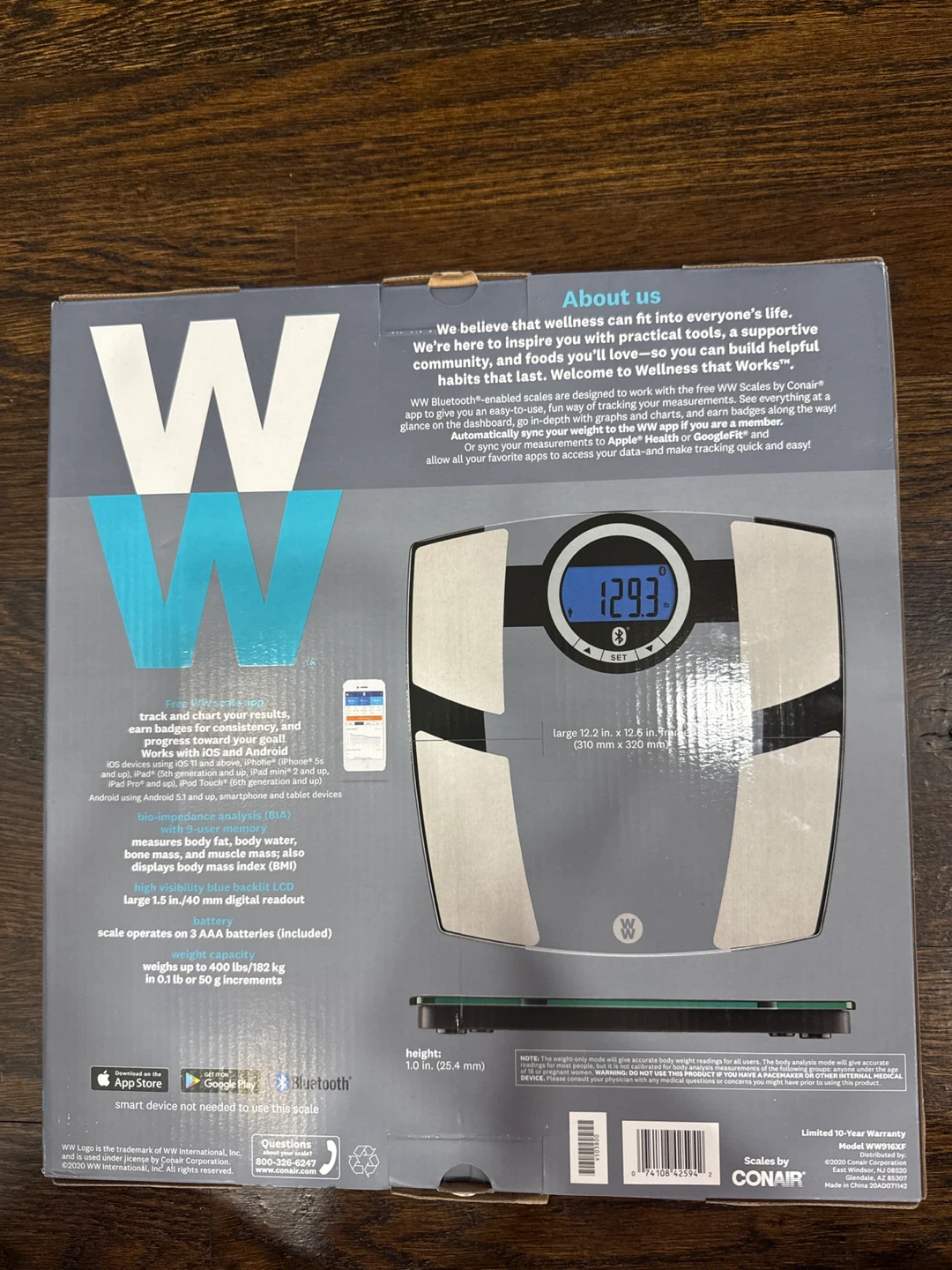 WW Bluetooth Body Analysis Scale by Conair - photo 2