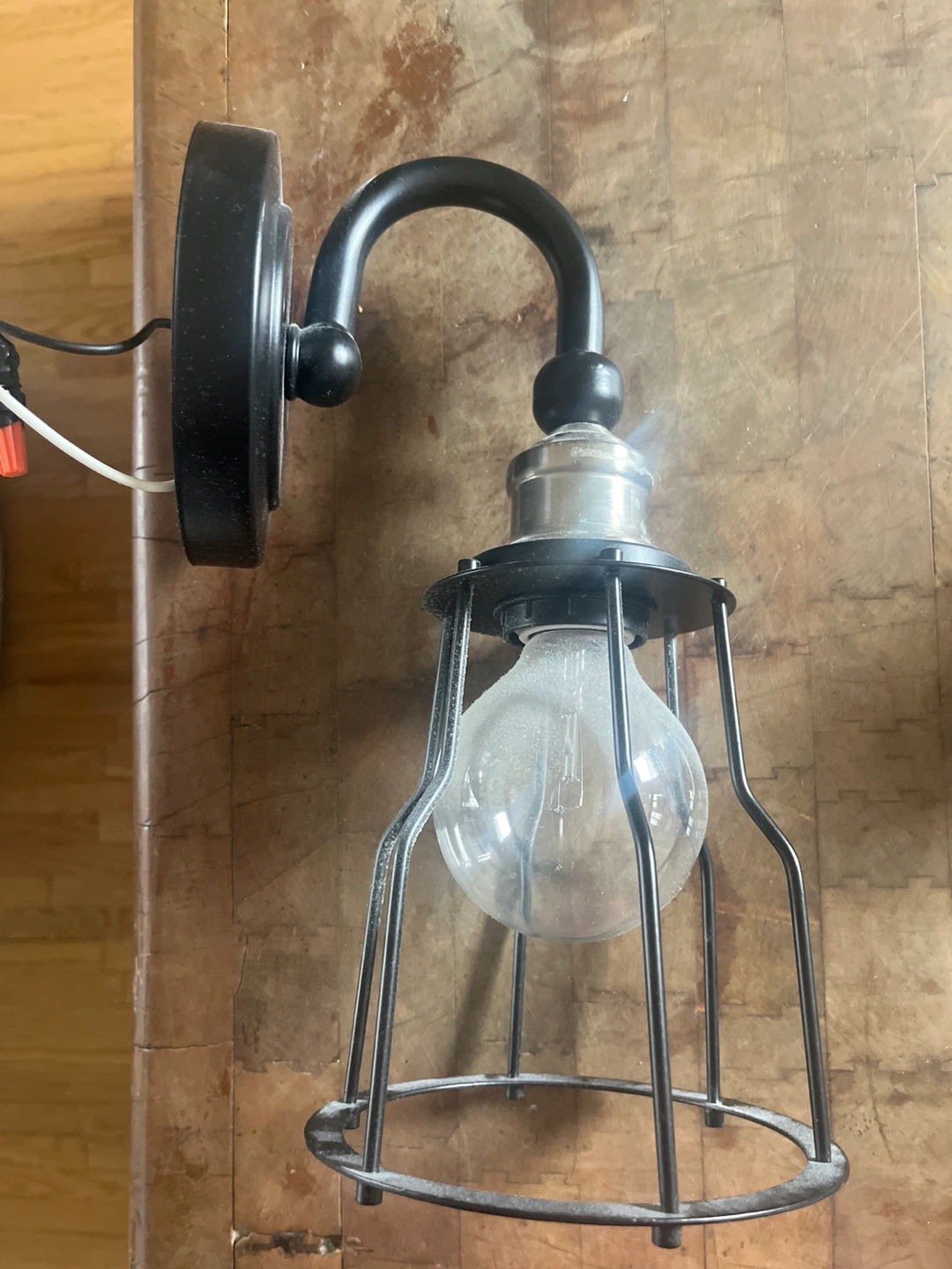 Black Metal Cage Sconce Light Fixture - photo 3