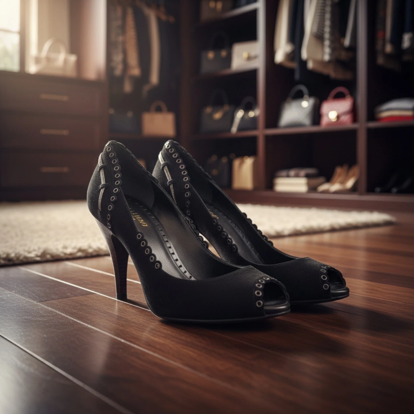 Black Chanel Suede Heels