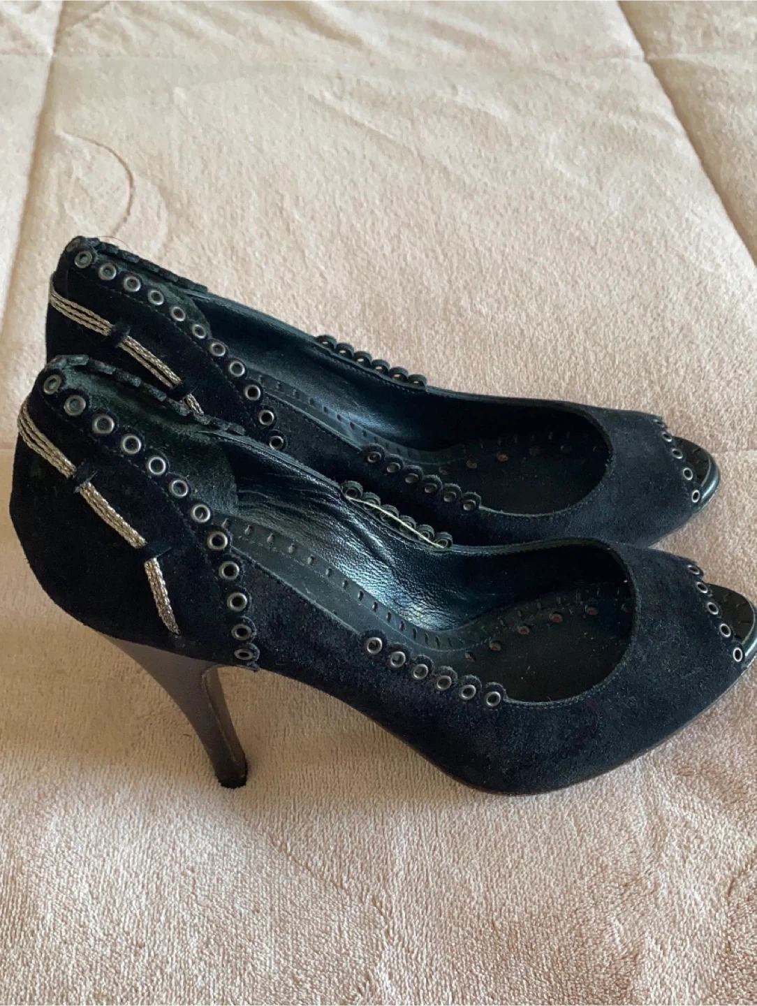 Black Chanel Suede Heels - photo 3