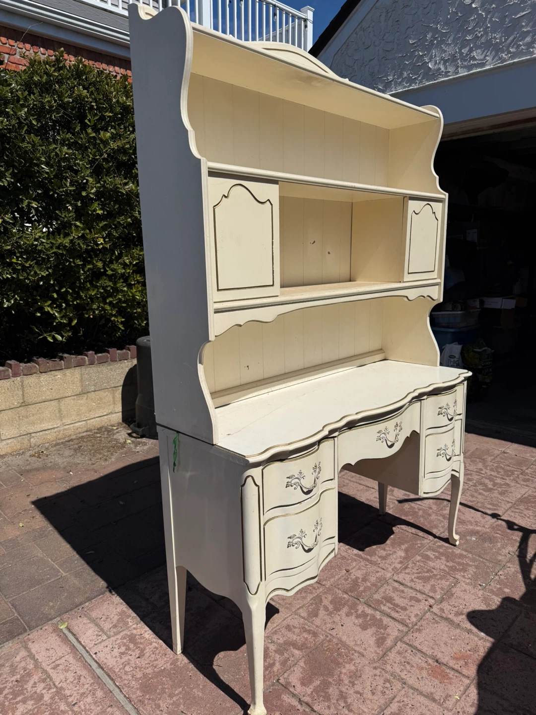 Vintage Cream Secretary Desk with Hutch - photo 2