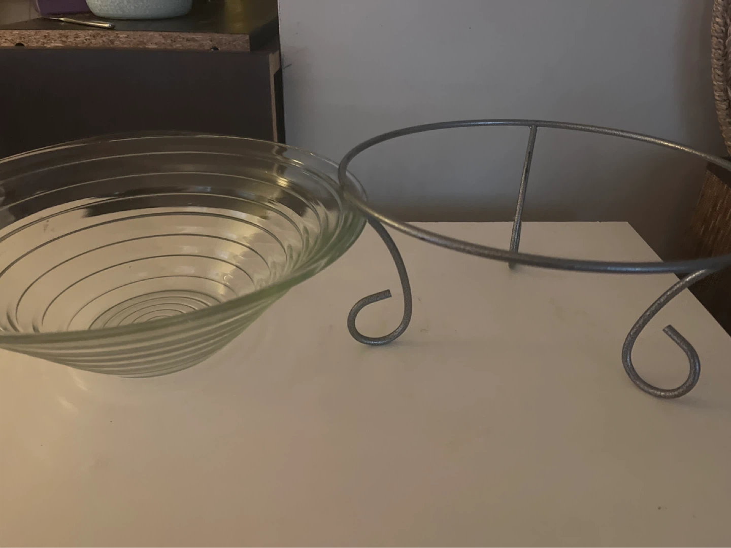 Glass Bowl with Metal Stand - photo 3