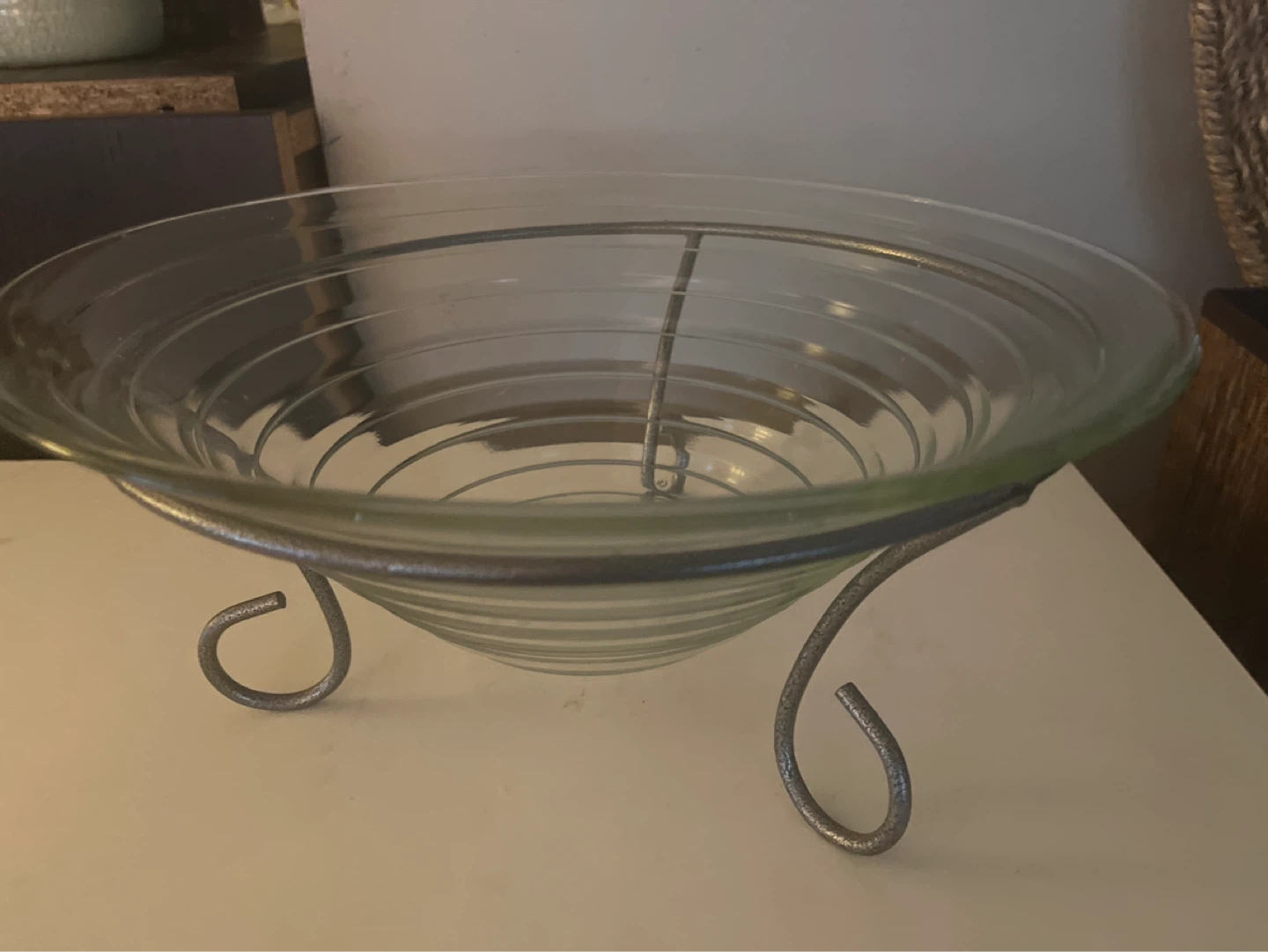 Glass Bowl with Metal Stand - photo 2