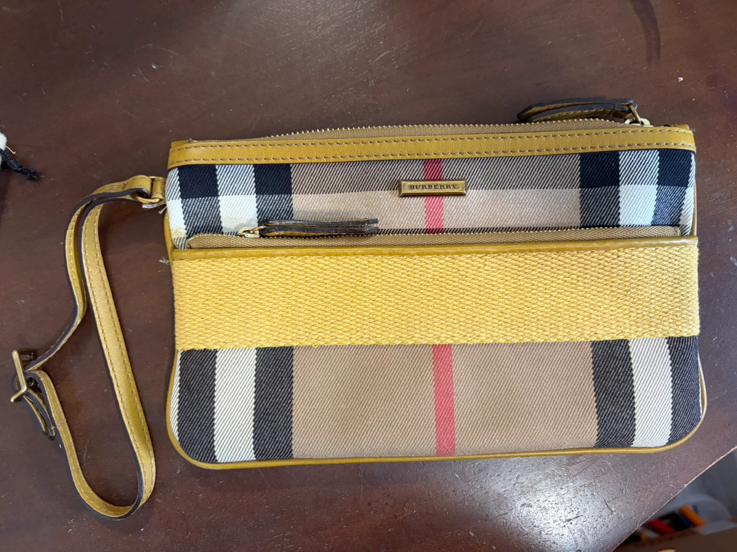 Burberry Haymarket Check & Yellow Pouch Bag - photo 2