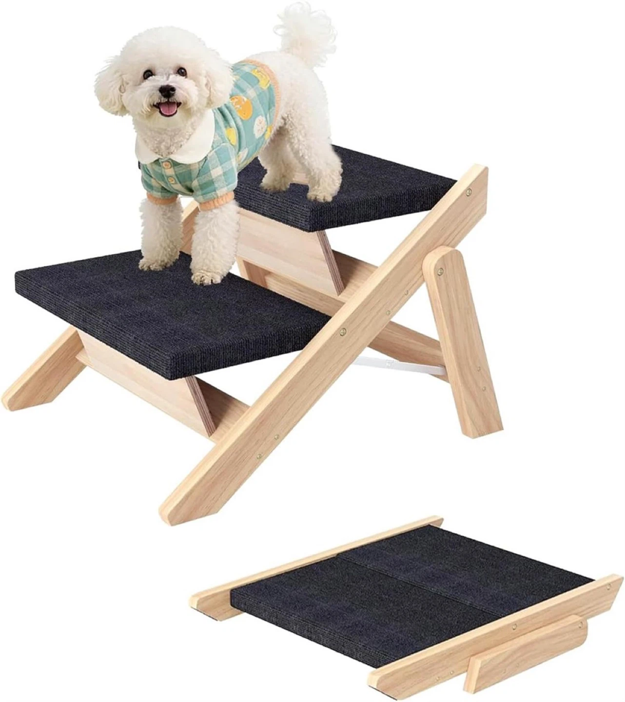 Dog Stairs/Ramp - Wooden 2 in 1 Foldable Stairs