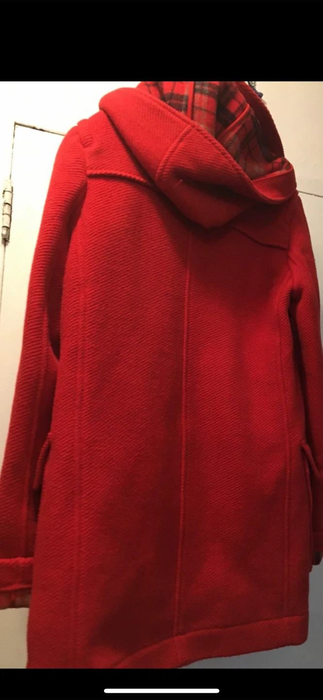 Red toggle coat with plaid lining - photo 2