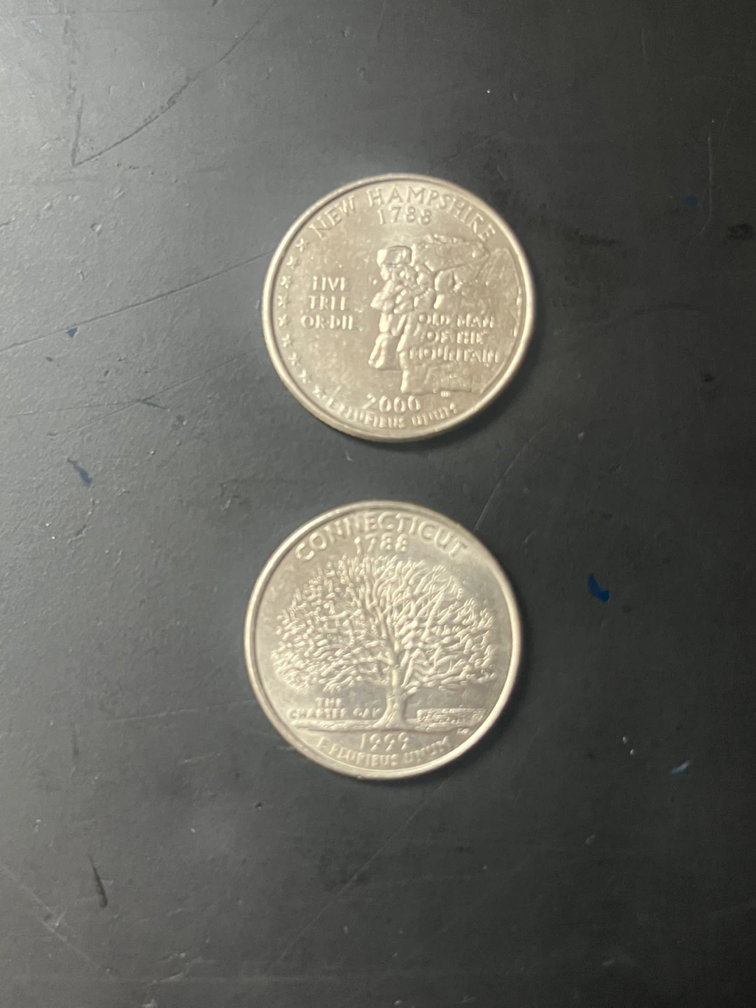 Two US State Quarters - New Hampshire & Connecticut