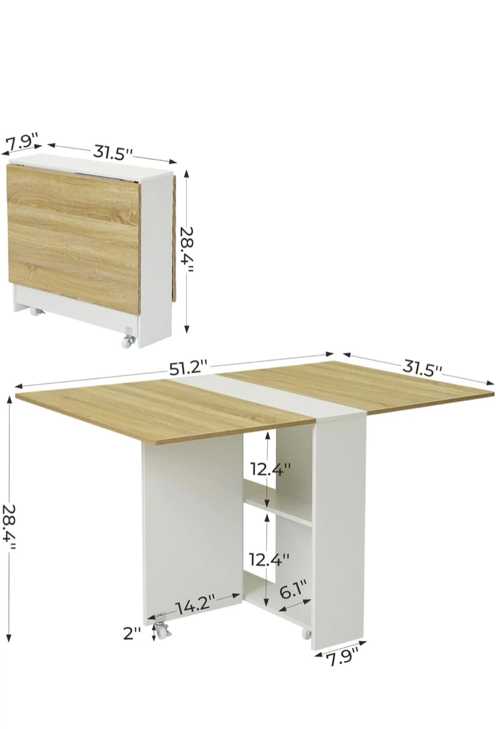 Folding Dining Table with Shelves - photo 5