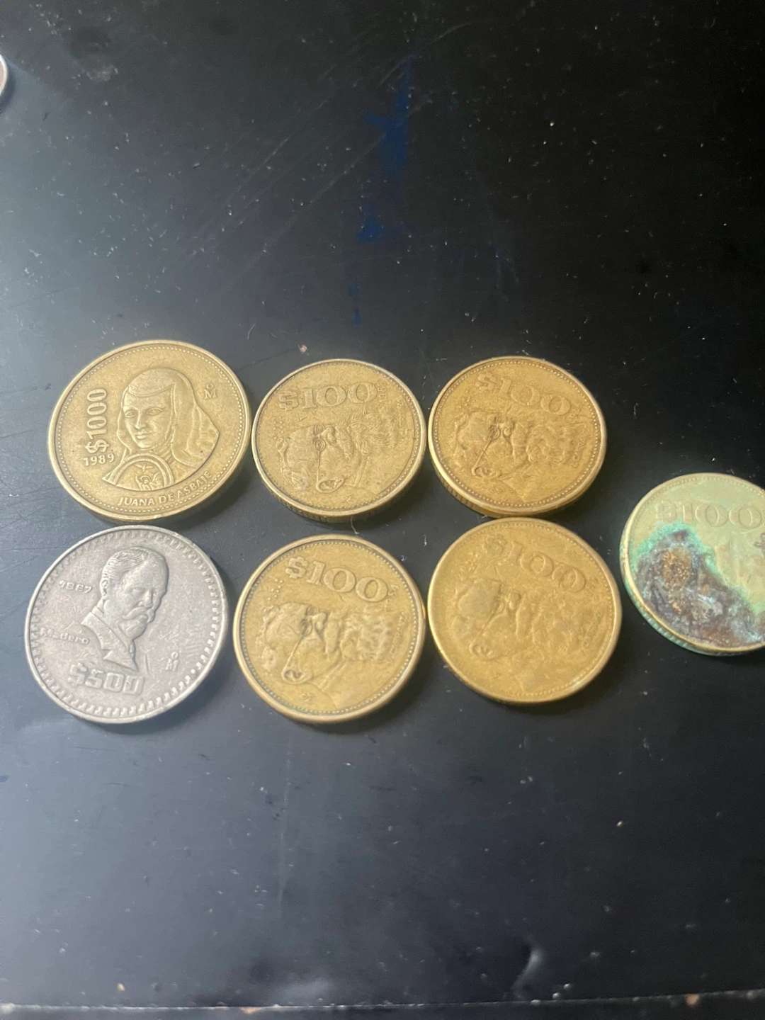 Collection of 7 Mexican Coins pesos