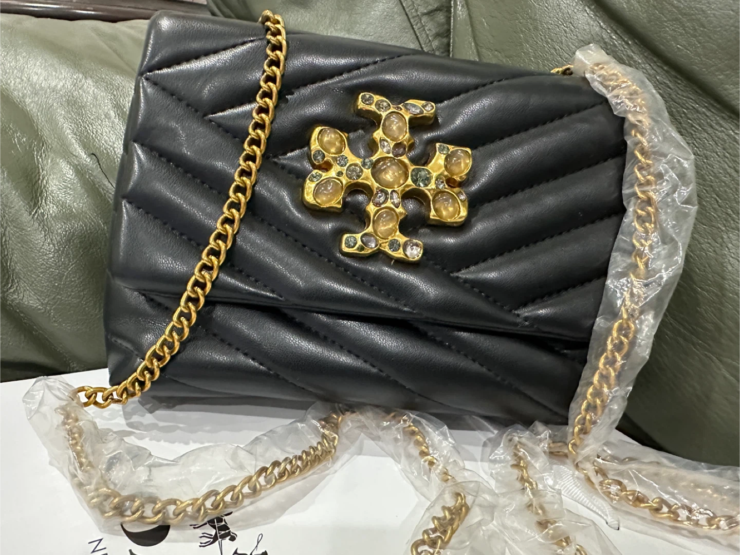 Tory Burch Kira Chevron Small Flap Bag Black Leather
