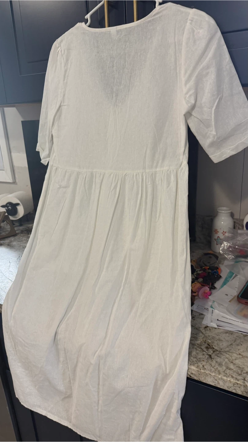 New White Button-Up Pocket Dress - photo 3
