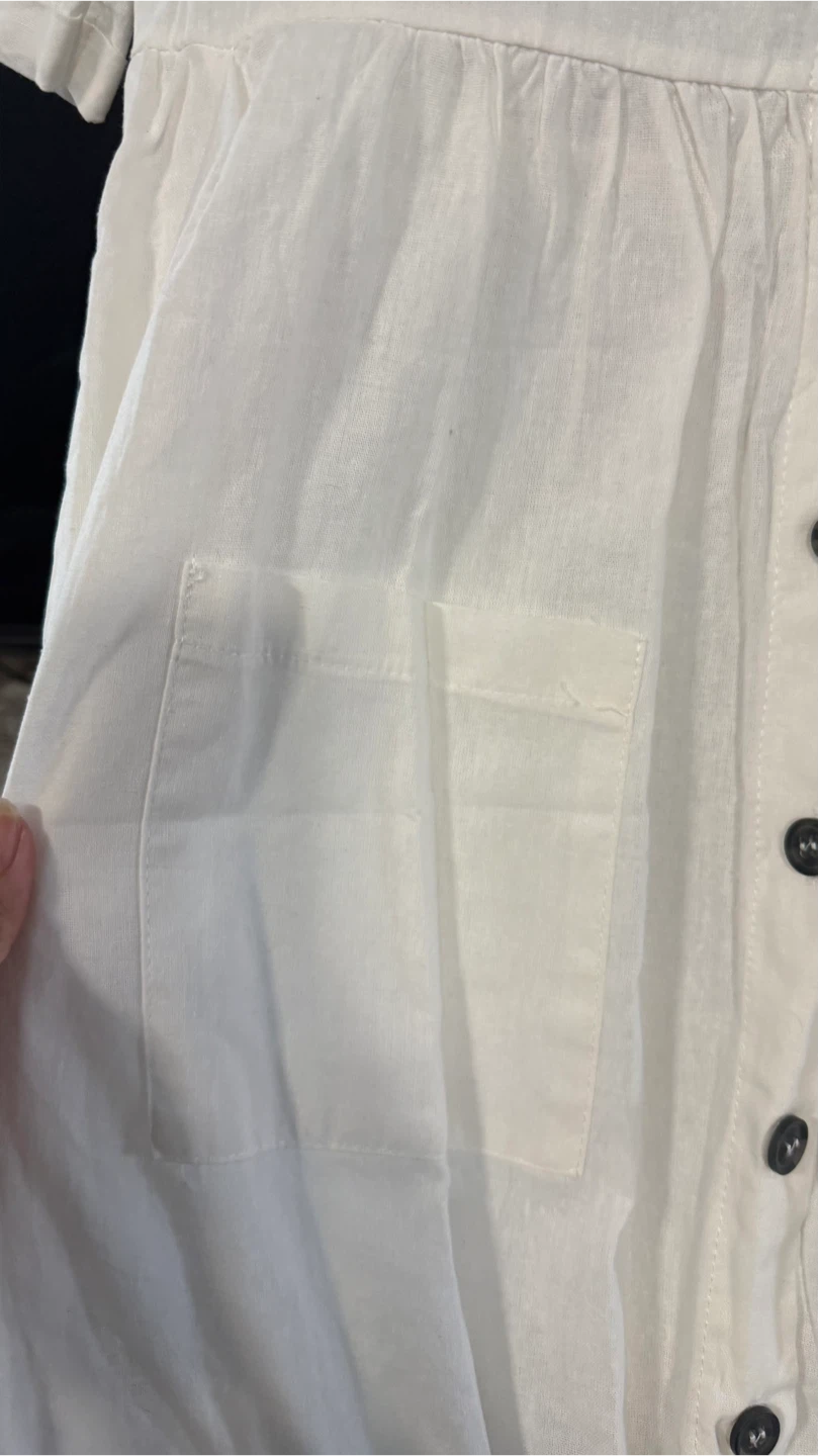 New White Button-Up Pocket Dress - photo 5