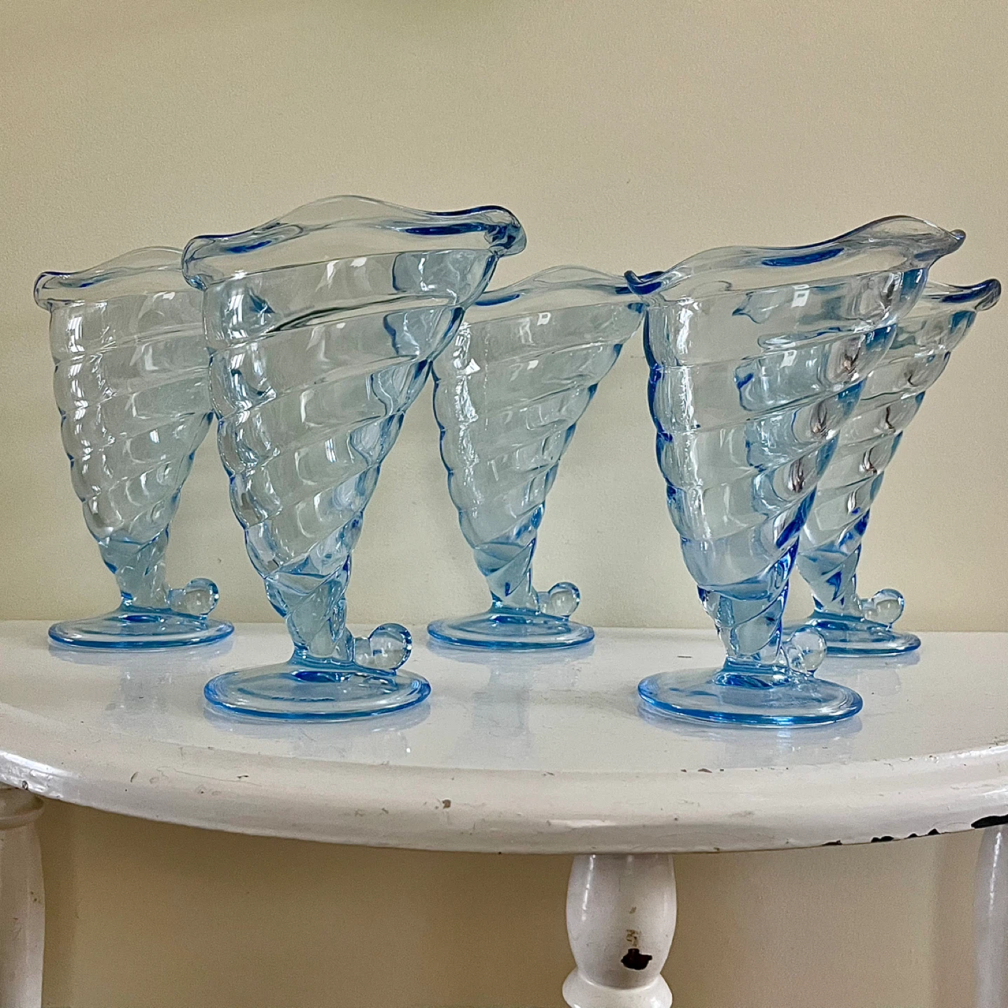 5 MCM Blue Bermioli Rocco ‘Fortuna’ Parfait Glasses